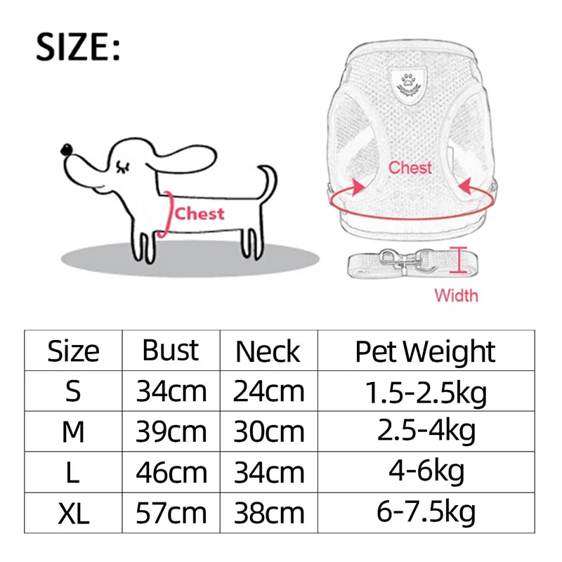 Adjustable Mesh Dog Harness For Pets