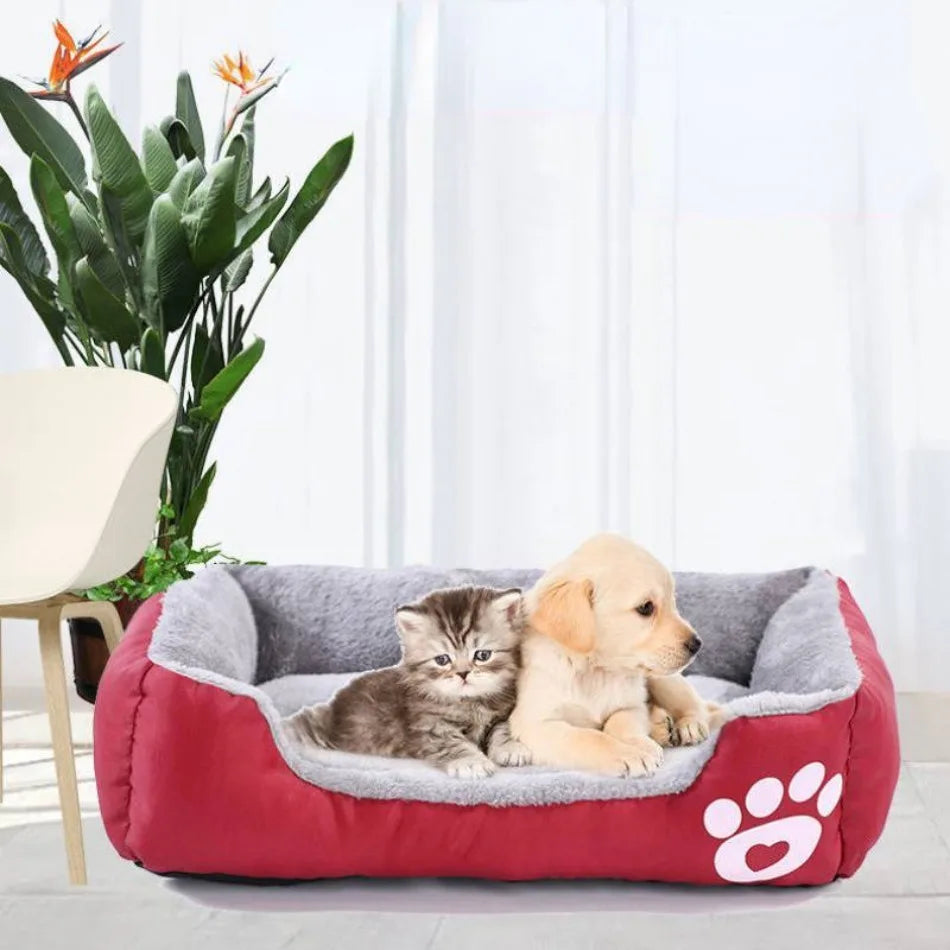 Cat Dog Bed Square Plush Kennel